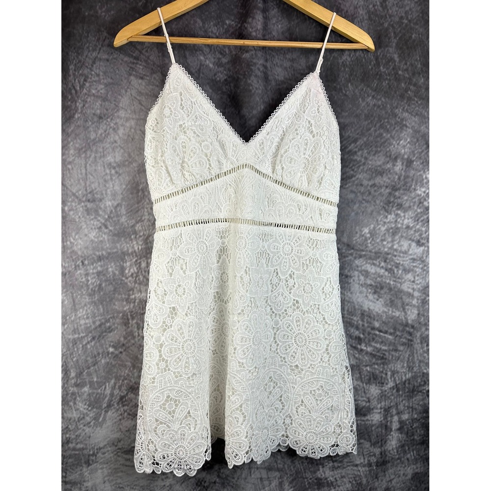 Abercrombie & Fitch Lace Mini Dress Womens Small White Floral Ladder Cutout